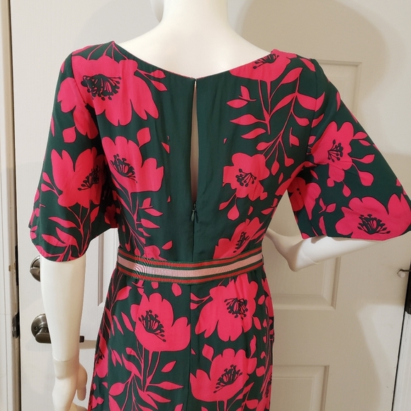 Boden Size 2 Elegant Floral Green and Pink Dress - Picture 9 of 13